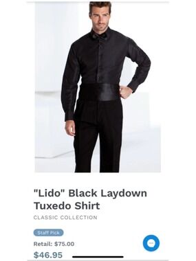 Fitted Black Microfiber Tuxedo Shirt Tux Laydown 2X9 2X 2XL 18 18.5 neck 38/39